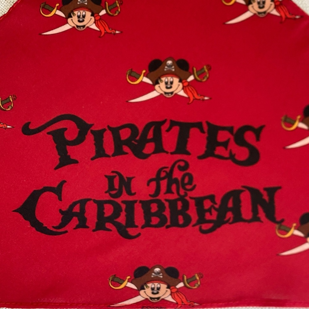 Disney Pirates of The Caribbean Red Bandana with Mickey Mouse Graphics - - Picture 7 of 7